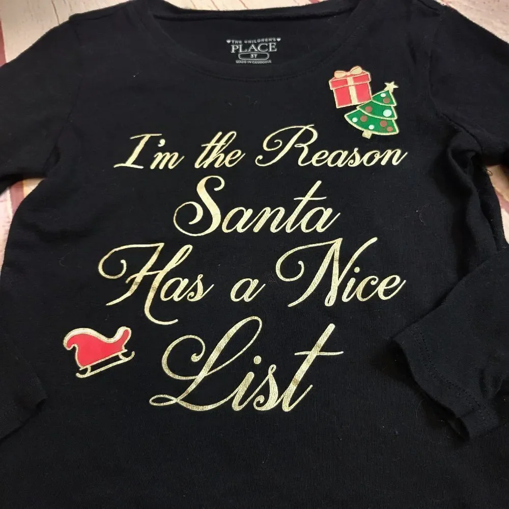 Children's Place Christmas Nice List shirt 3T